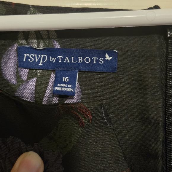 Talbots Black and Purple Floral Midi Dress - Picture 5 of 6